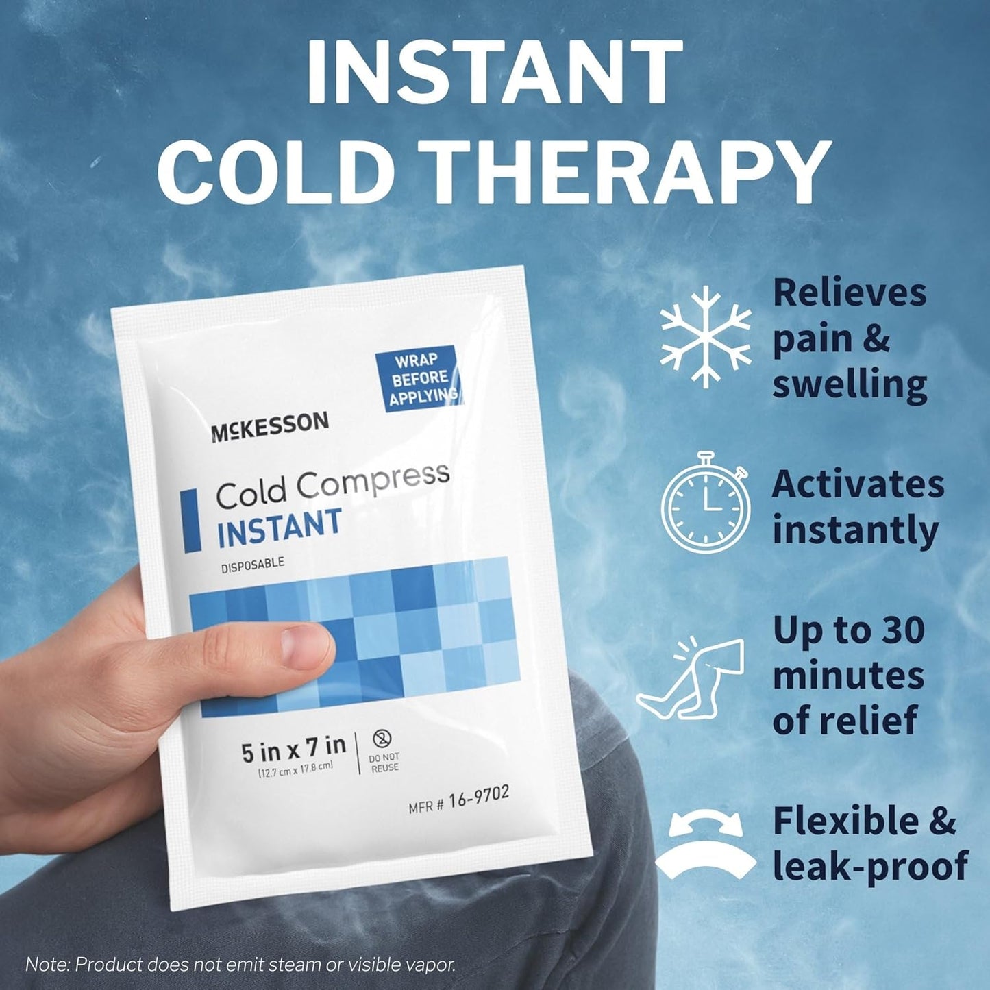 Cold Compress Instant Ice Pack [24 Pack] Disposable, Ice Packs for Injuries and Pain Relief, 5 in x 7 in