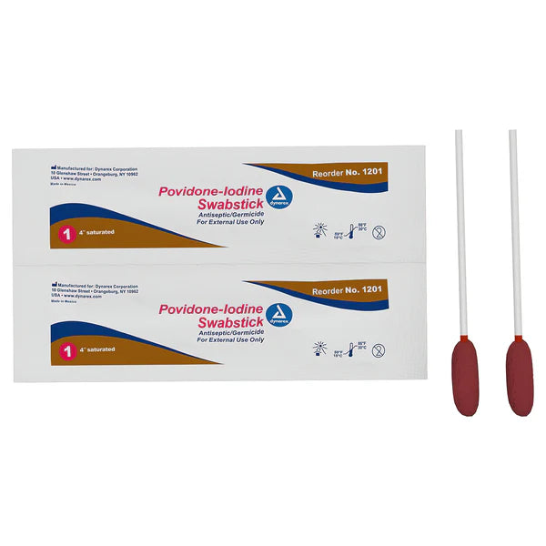 Betadine Swabstick, 3 per pack, 10% Strength Povidone-Iodine Individual Packet Sterile